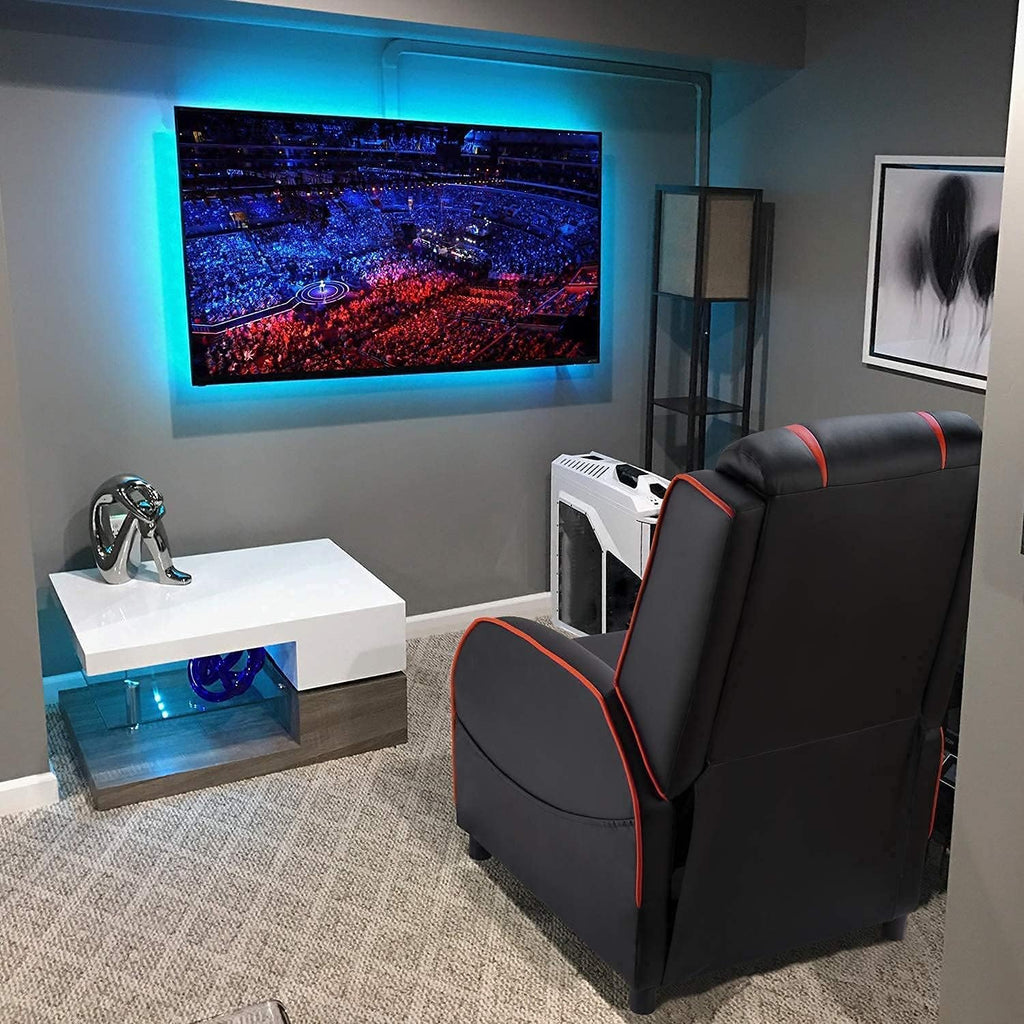 Gaming Massage Recliner Chair Racing Style Single Living Room Sofa Recliner PU Leather Recliner Seat Comfortable Ergonomic Home Theater Seating (Red)
